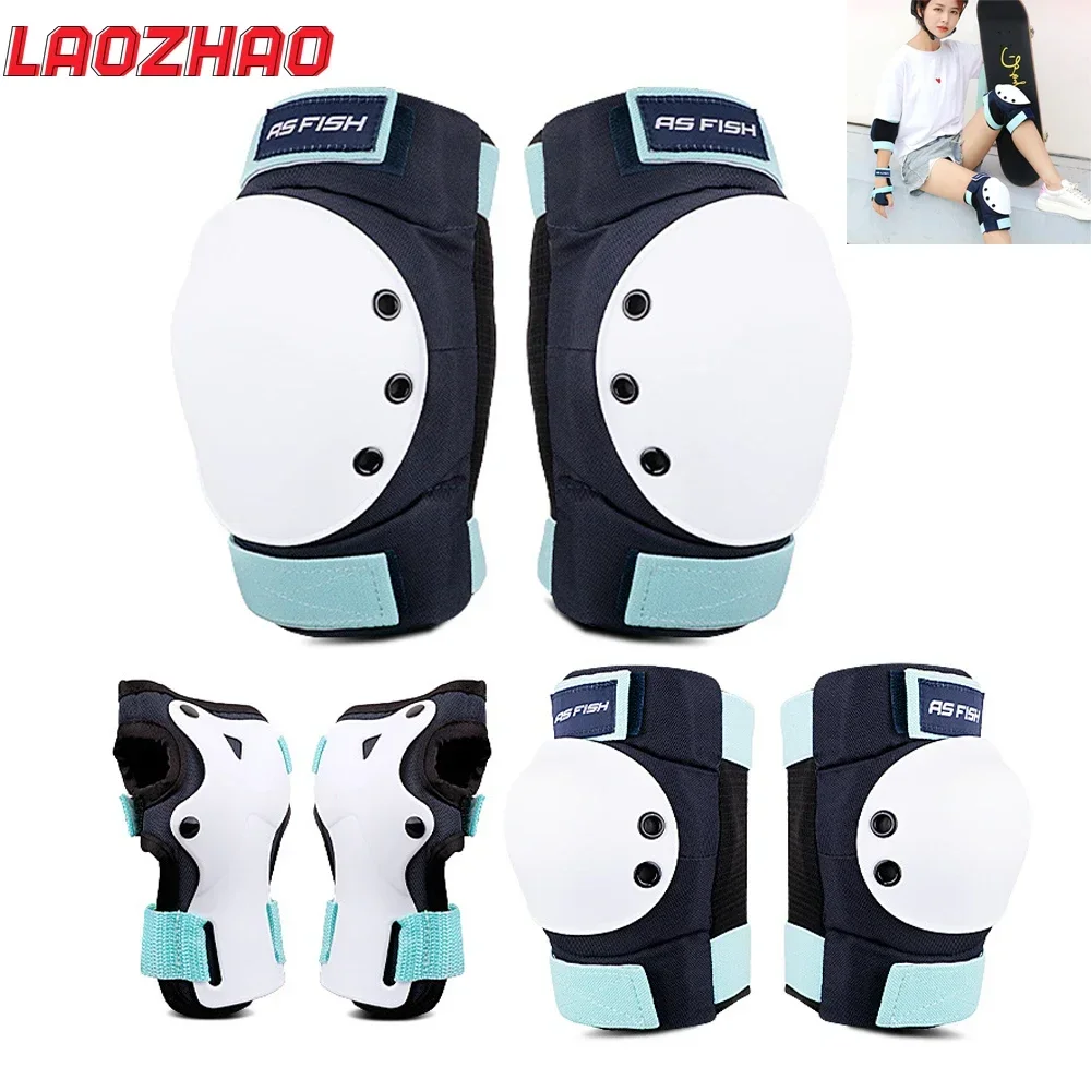 6PCS Youth/Adult Knee Elbow Pads Wrist Guards Set for Inline Skating,Skateboarding,Roller Derby,BMX Ride,Rollerblading,Sports