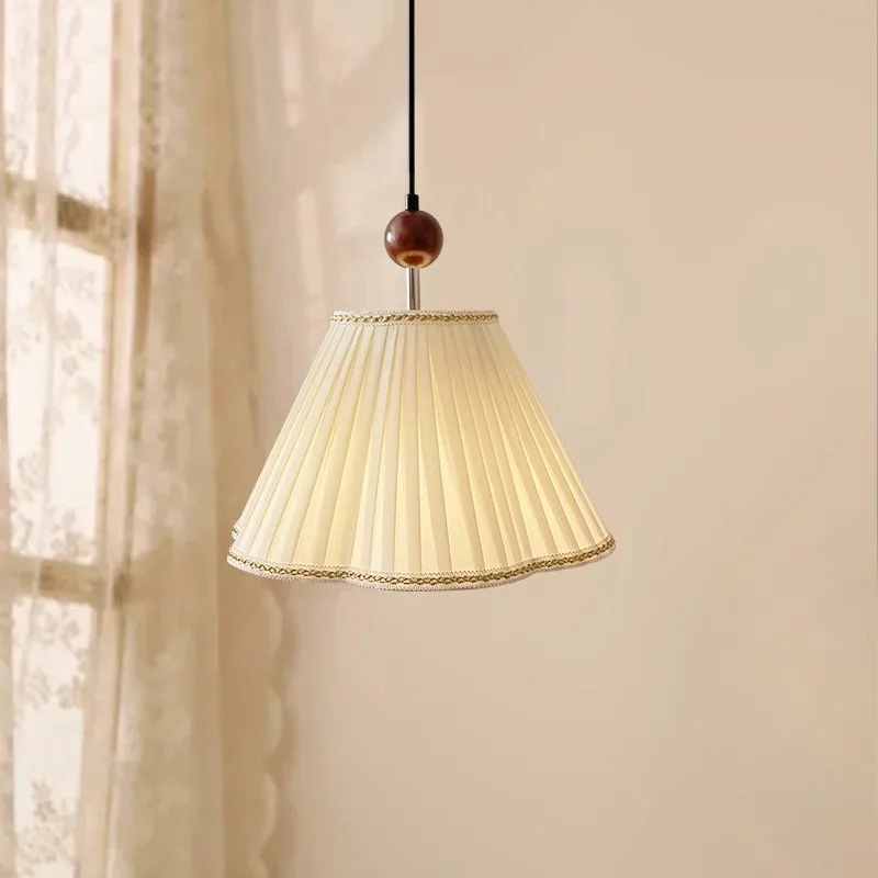 

French vintage restaurant chandelier vintage style American creative flower fabric pleated bar lamp