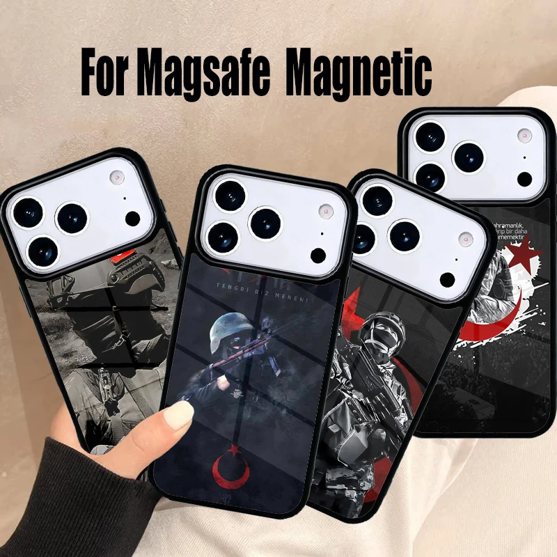 Turkey Flag Soldier Phone Case For Magsafe Wireless Magnetic iPhone 17 Air 16e 15 14 13 12 11 Pro Max Plus Cover