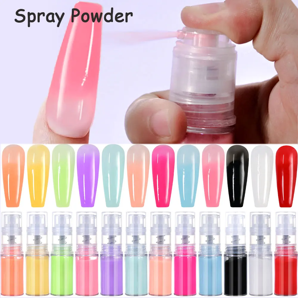 12Colors Ombre Spray Nail Dipping Powder 10g Neon Gradient Pastel Nail Pigment Ombre Spray Powder Diy Nail Supplies $%RT