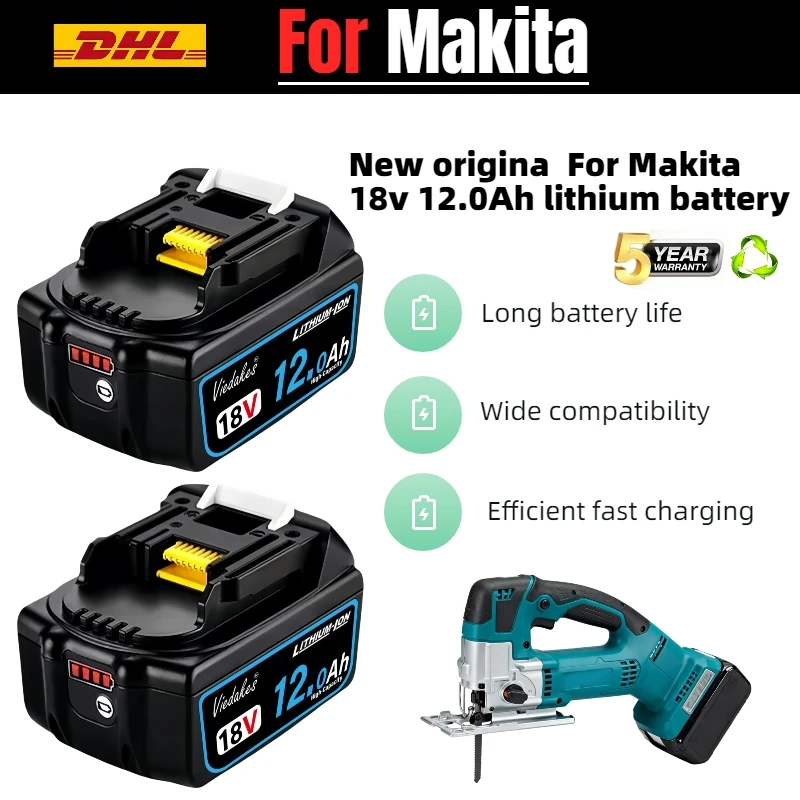 

for Makita 18V lithium battery, 6.0Ah rechargeable LED, for BL1860B BL1850B BL1840B BL1830B power tools battery replacement