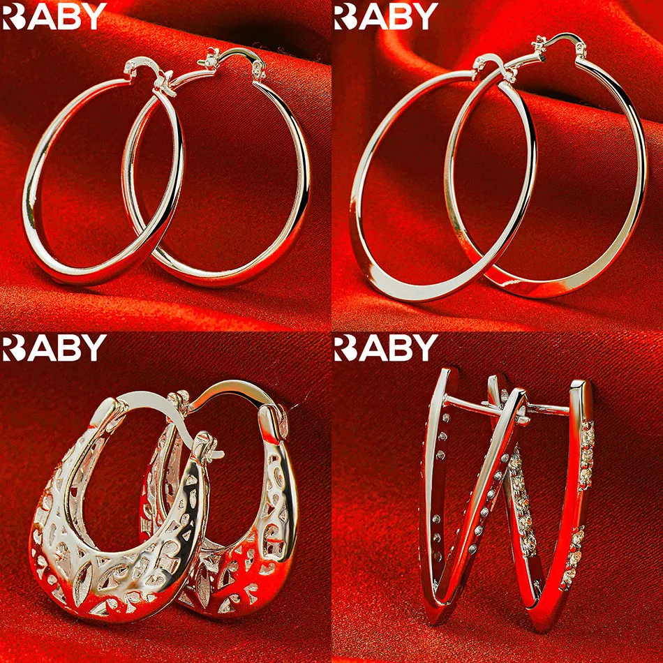 

URBABY 925 Sterling Silver Geometric Hoop Earrings For Women Creativity Gifts Street All-match Party And Daily Wear