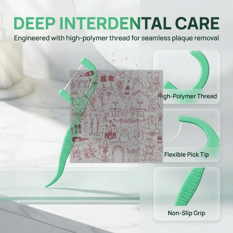 100Pcs Mint Mouthed Dental Floss - Interdental Cleaning Floss-Disposable Care Floss Stick - Suitable For Oral Care Cleaning