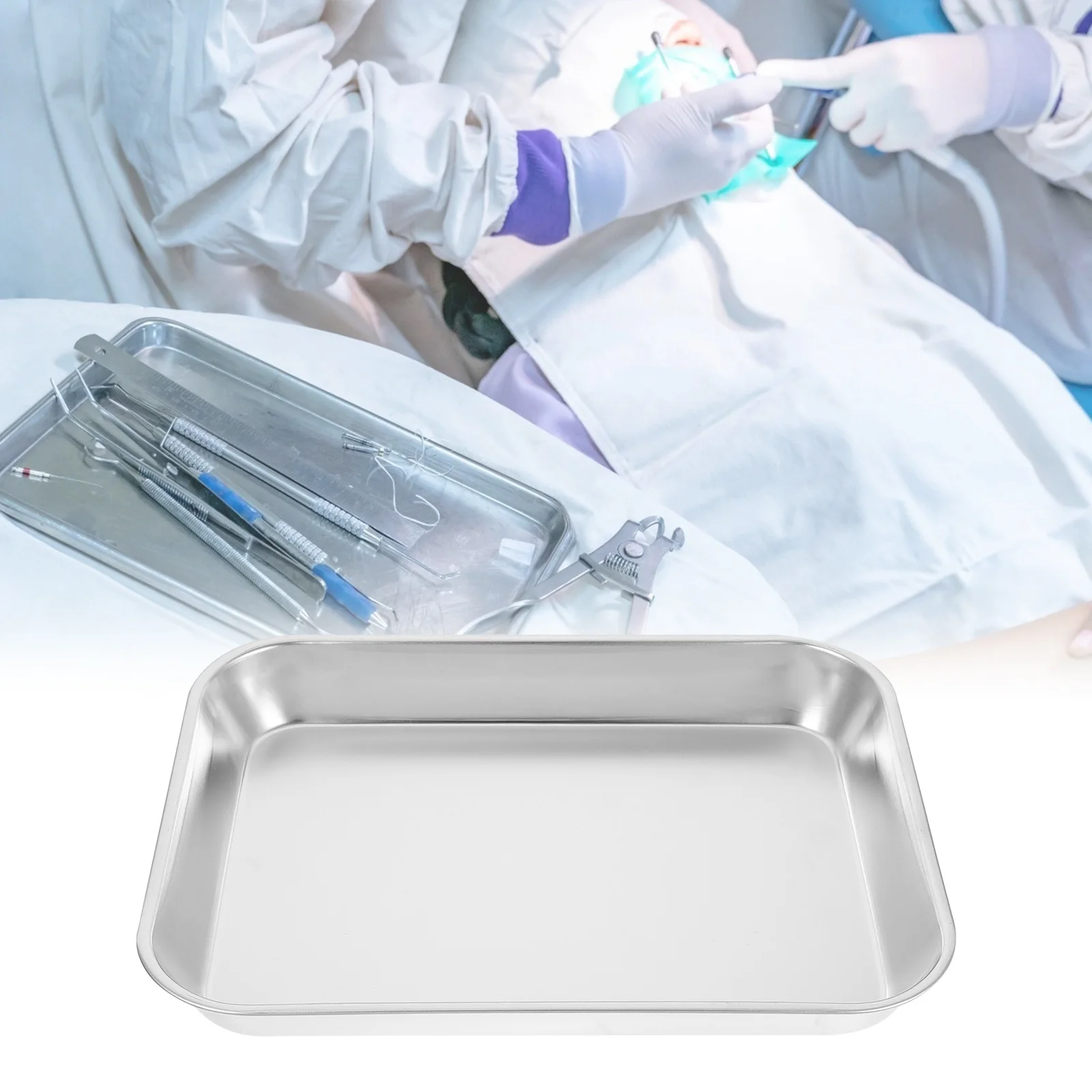 Stainless Steel Tray Surgical Square Medical Instrument Plate Dressing Change Storage Container Medical Surgical