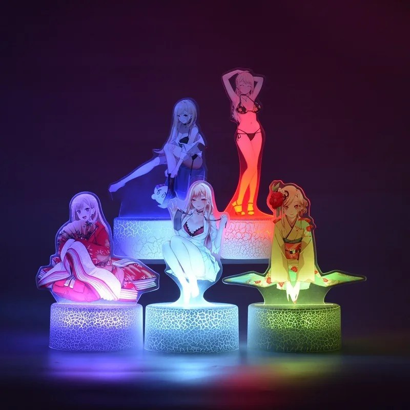 

Kawaii Anime My Dress Up Darling Series Nightlight Cartoon Character Kitagawa Marin Cute Creativity Printing 3D Color Nightlight