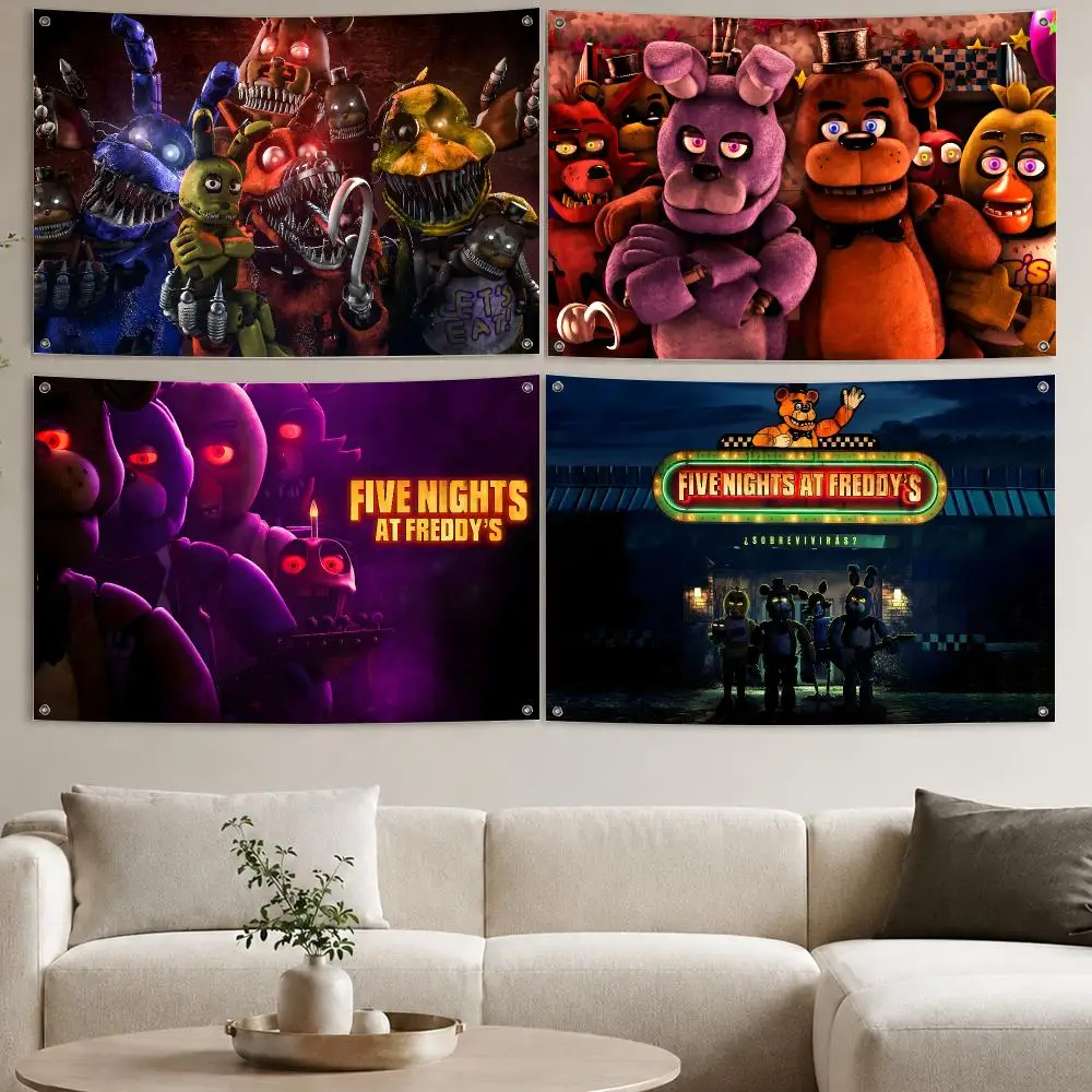 Game F-Fnaf Anime Five-nights-At-Freddys Flags Aesthetic Wall Tapestry Printed Wall Hanging Living Room Party Outdoor Decor