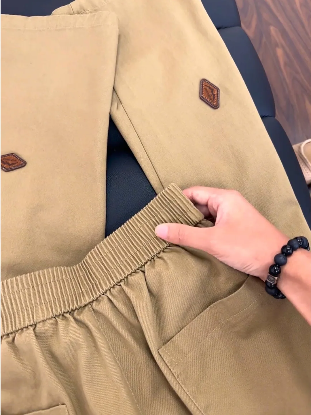 カーキピュアコットンストレートレッグワークウェアパンツメンズカジュアルレトロラベルデザインセンセーション秋シーズンファイオナブルパンツ
