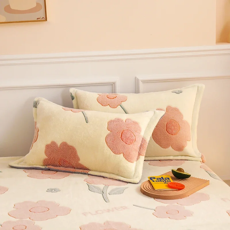 2PCS Microfiber Keep Warm Throw Pillow Case Winter Soft Euro Sham for Bed,Custom Size Cushion Cover Sofa Decoration Pillowcase