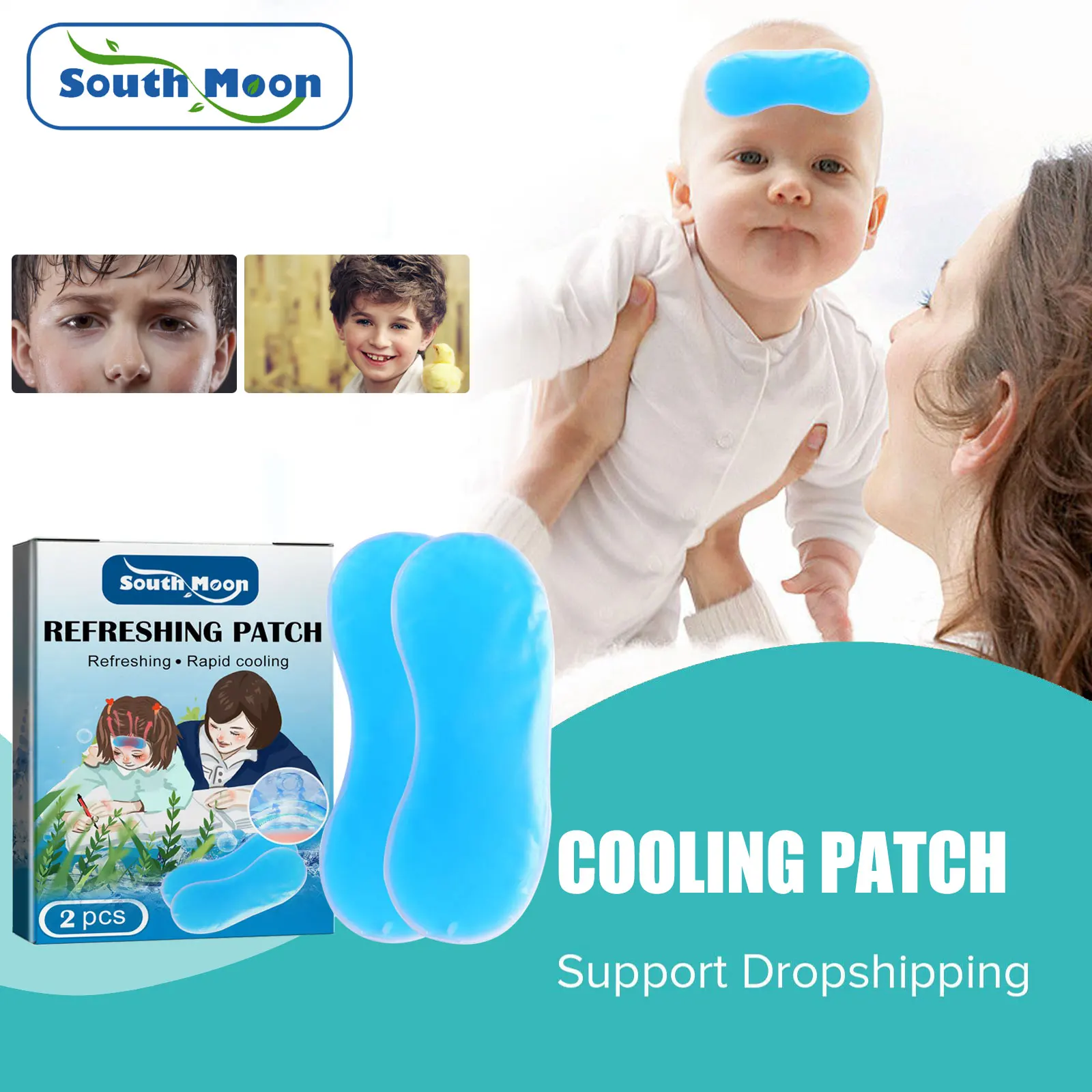 

Ice Gel Cooling Patch Fever Down Headache Heat Stroke Relieve Fatigue Pain Hydrogel Sticker Body Refreshing Care For Kids Adults