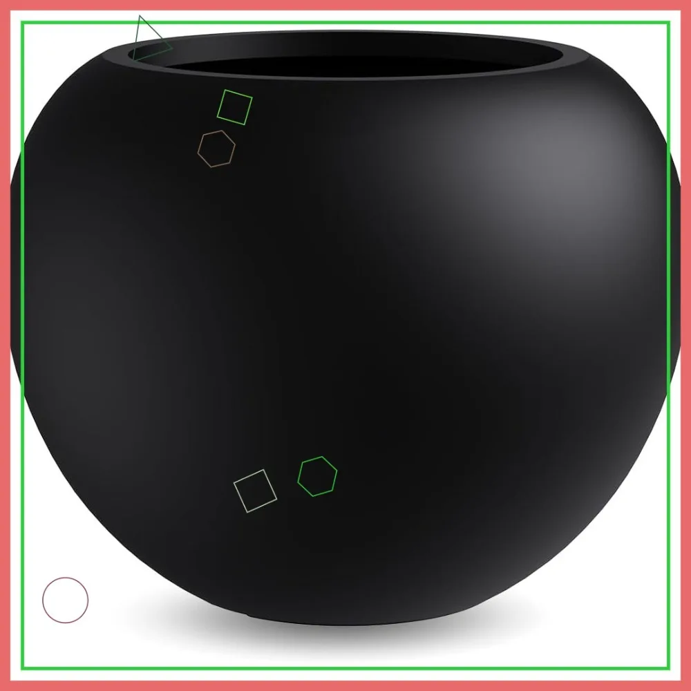 

13.5H x 17"Dia Round Fiberstone Planter, Black, Drainage Hole, Durable for Indoor/Outdoor, Large Plant Pot for Home Decor Patio