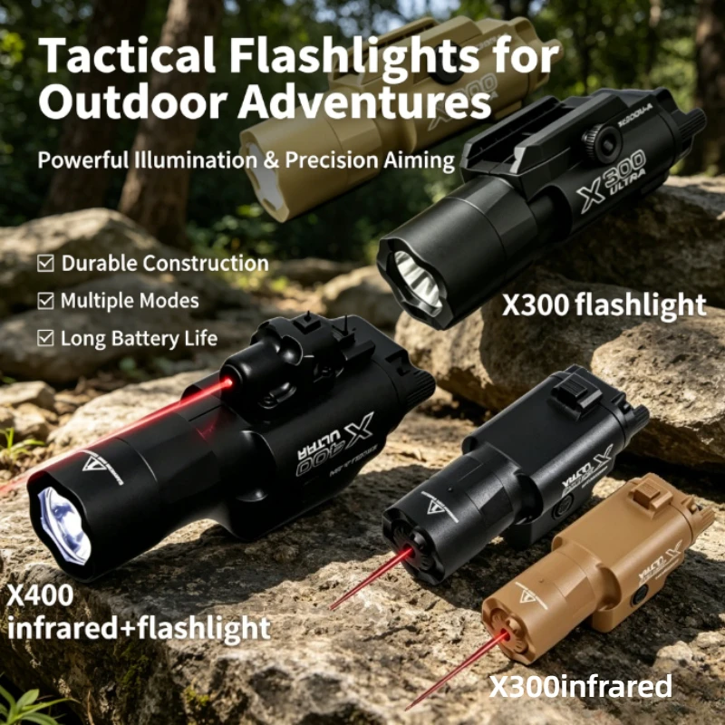 20mm Standard Slide Mount Hand Flashlight X300U-A Nylon Material Portable Night Light for Backpacking Daily Outdoor Use