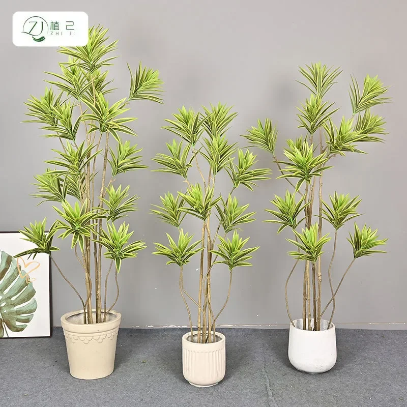 Artificial Lily Bamboo Brazil Iron Tree Large Floor Potted Plant Fake Greenery for Indoor Home Mall Office Soft Decoration