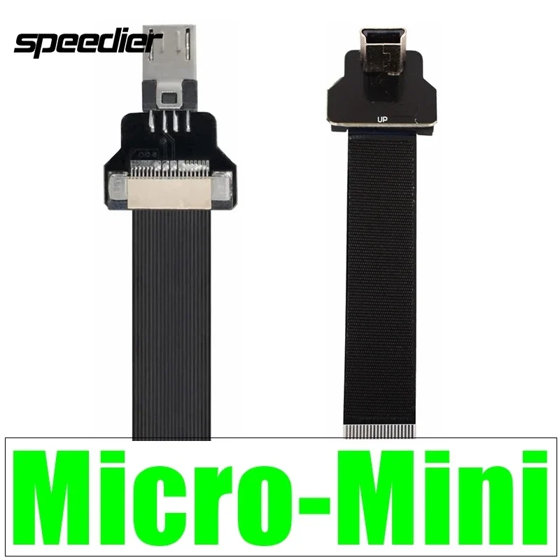 

FPV Micro-Mini / Up Angled Mini USB 2.0 Male To Micro USB Data Flat Slim FPC Cable for FPV Disk Scanner Printer Raspberry Pi