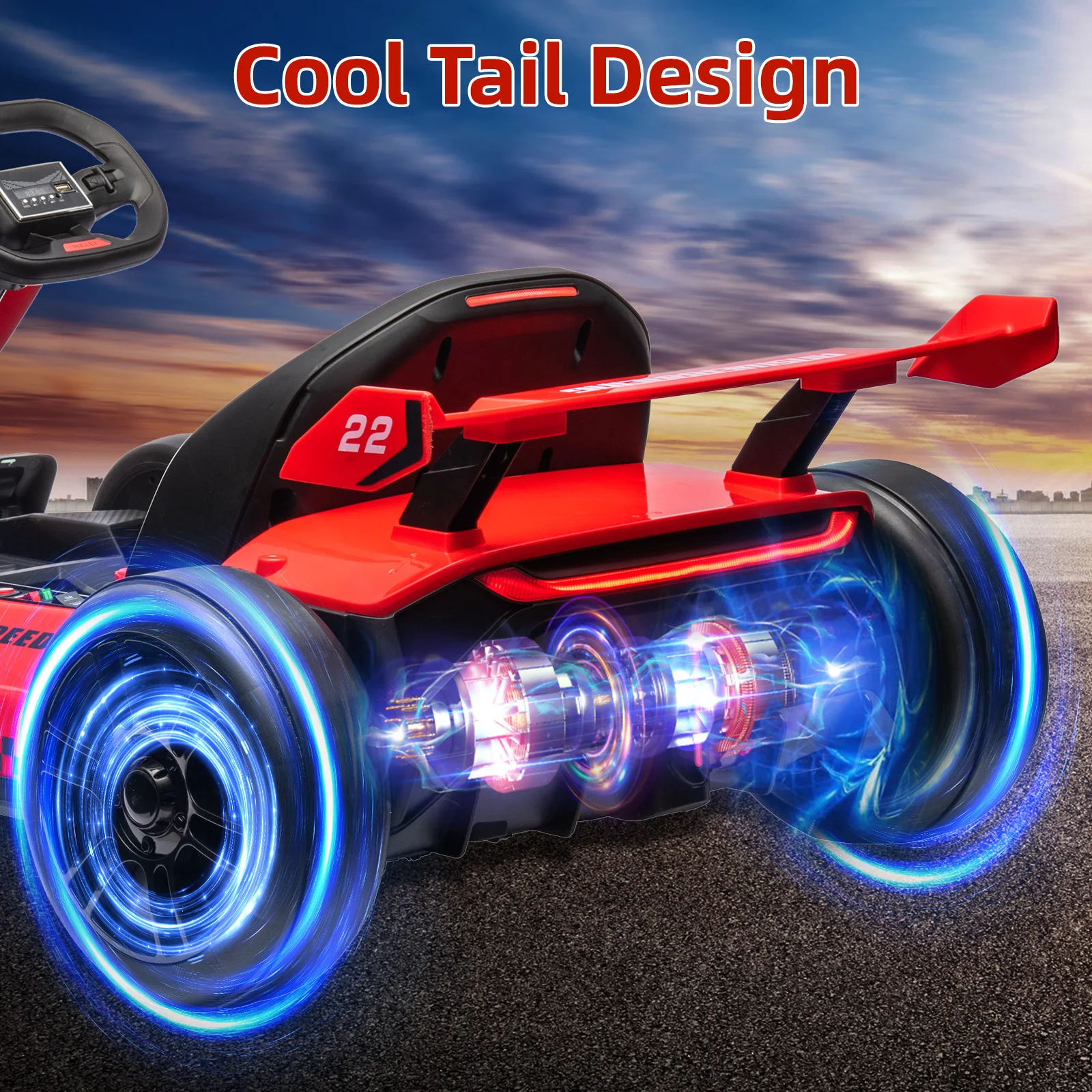 24V Electric Go Kart,300W Powerful Drift Kart for Kids, Electric Pedal Kart,with 300W Strong Motor, Drift/Sport Mode