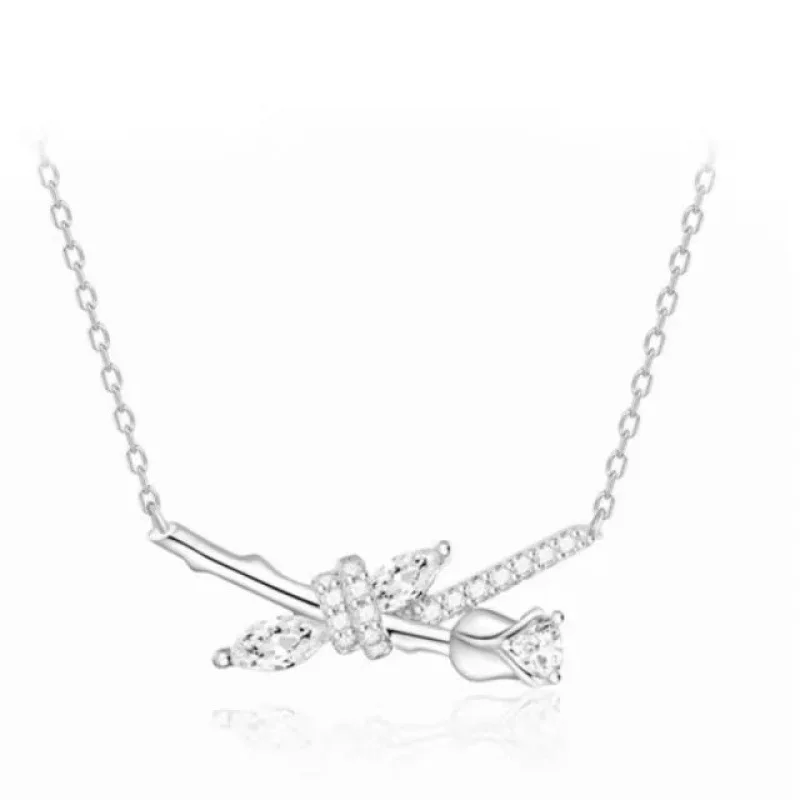 

Универсальное ожерелье из серебра 925 пробы со сверкающим цирконом и розой, женский подарок на день рождения, повседневное сочетание