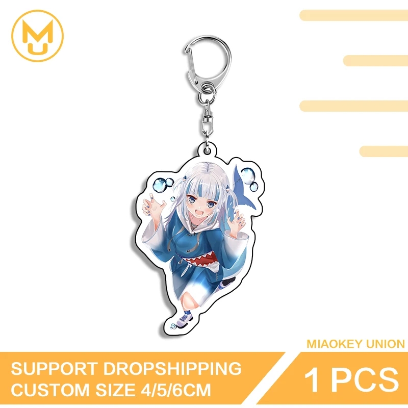 Kawaii Vtuber Loli Gawr Gura High Quality Acrylic Key Chains Personality Functional Props For Friends Fashion Key Ring Gifts
