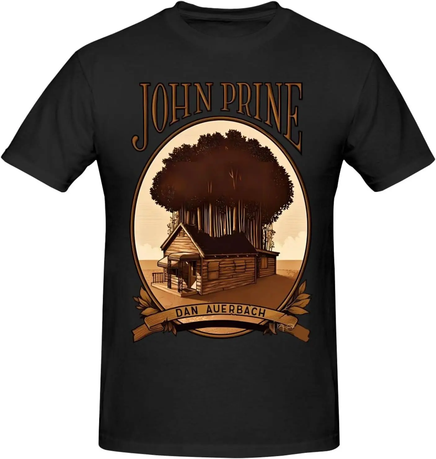 John Music Prine T Shirt Men's Summer Cotton Tee Comfortable Casual Round Neck Short Sleeve Black