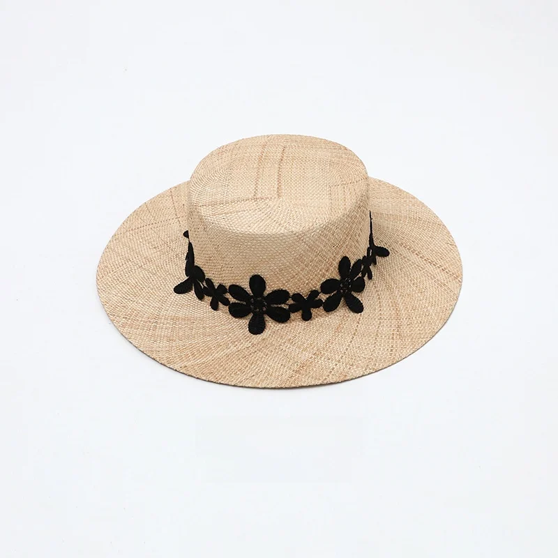 natural-treasure-women's-straw-hat-floral-vintage-elegant-flat-top-beach-holiday-hat-summer-spring-seasonal-chinese-made