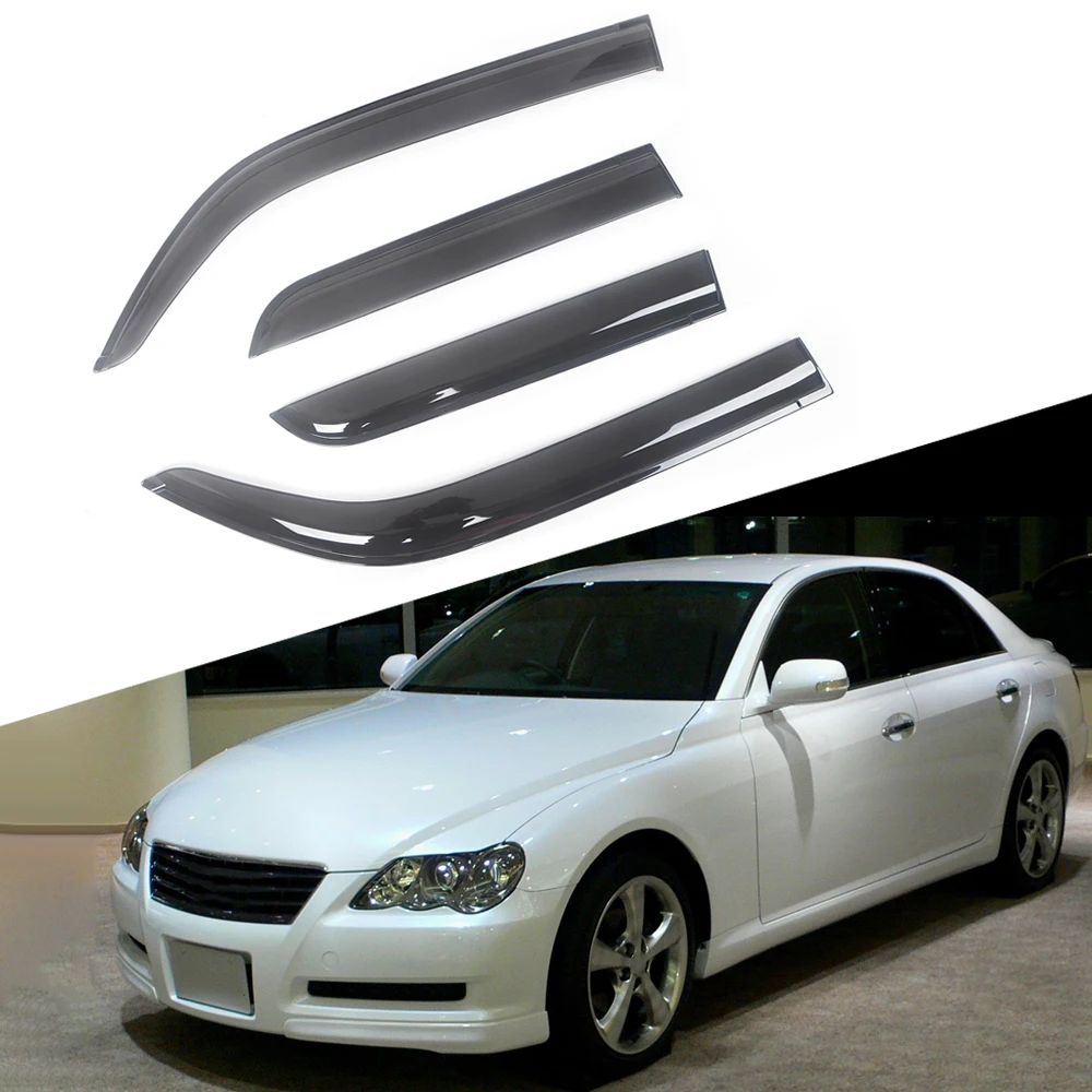 For Toyota Mark X 2004-2017 Auto Side Window Wind Deflectors Visors Black Rain Guard Door Visor Vent Shades Dark Smoke Ventvisor