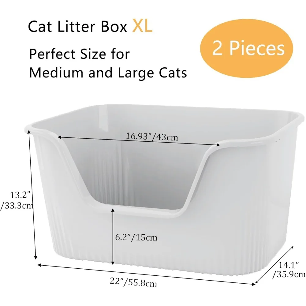صندوق نفايات كبير الحجم مع جوانب عالية للقطط المتعددة - سهل التنظيف، التحكم في الرائحة، مضاد للرش، سعة كبيرة لراحة الحيوانات الأليفة #6