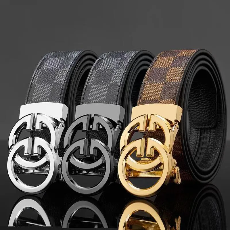 New Internet Celebrity Belt Men\'s Belt Business Casual Versatile Automatic Buckle High-end Men\'s Cowhide Texture Belt