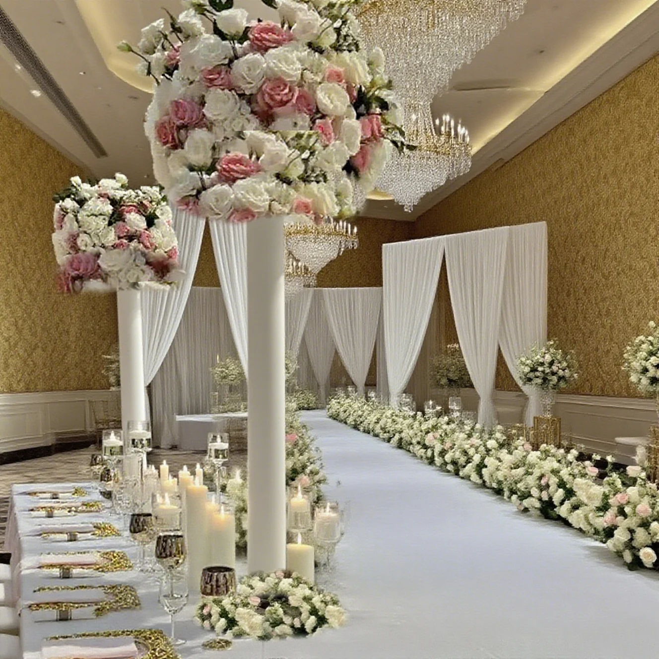 

3-10pcs)6-120cm)Wedding Event Decor gold/sliver/black/white Metal Cylinder Pedestal floral Plinth Round flower Display Plinth