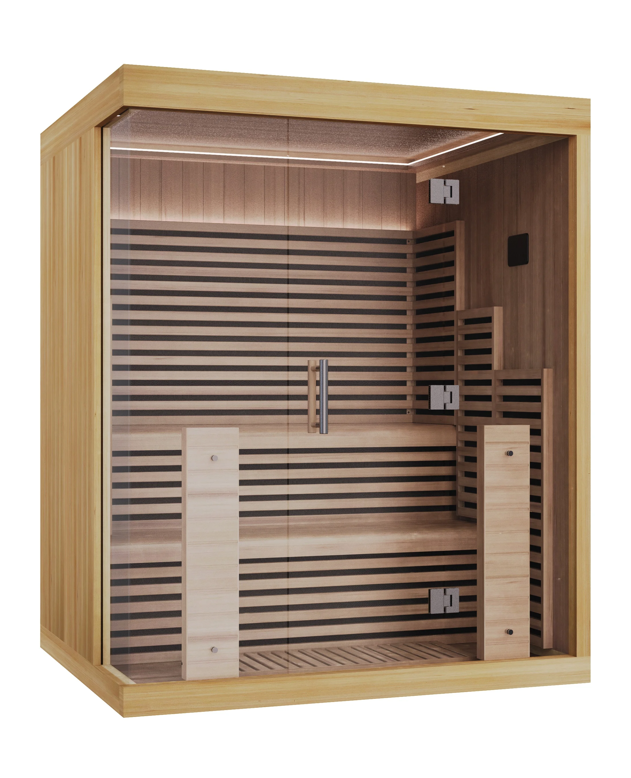 4-Person Indoor Home Sauna, Hemlock Wood Full Spectrum Sauna Room with Glass Door