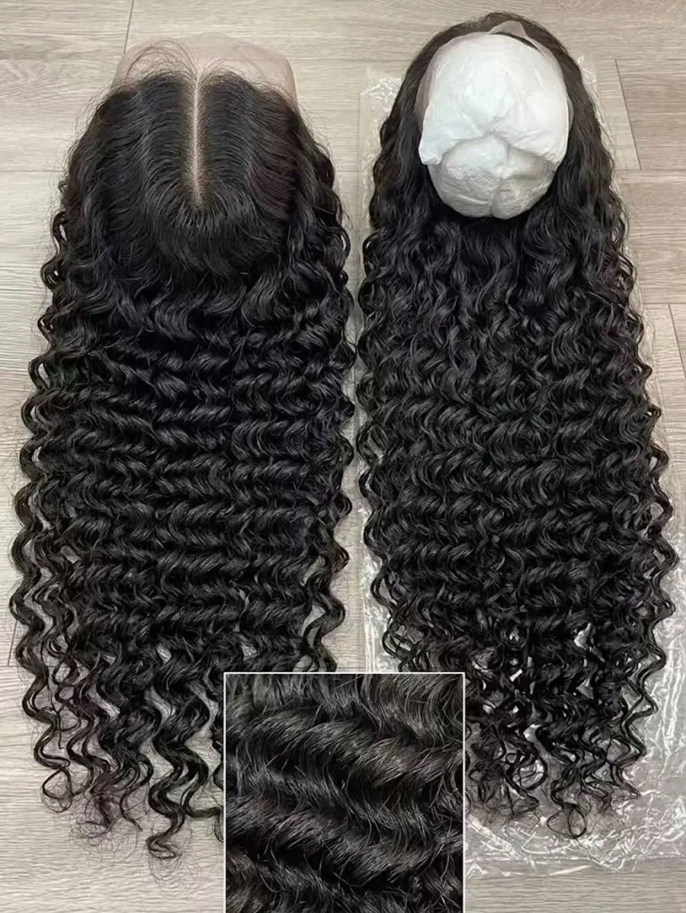 5x5 13x4  200%/250% Density Deep Wave Lace Front Wigs Human Hair 34 Inch Curly Human Hair Wig For Women Natural Black 13x4 HD Transparent Lace 5x5 Glueless Frontal Wigs Human Hair Pre Plucked