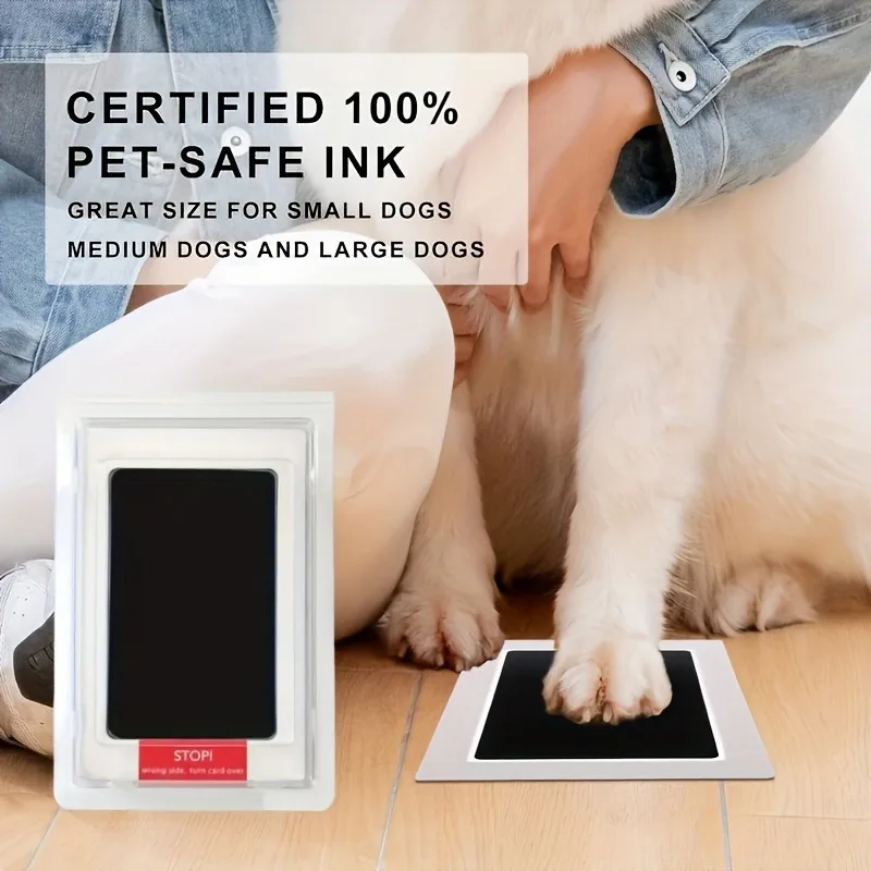 Paw Print Clean Touch Ink Pad Kit for Dogs Cats, Pet Owner Keepsake, DIY Inkless Paw and Nose Print Impression Set, Small/Medium
