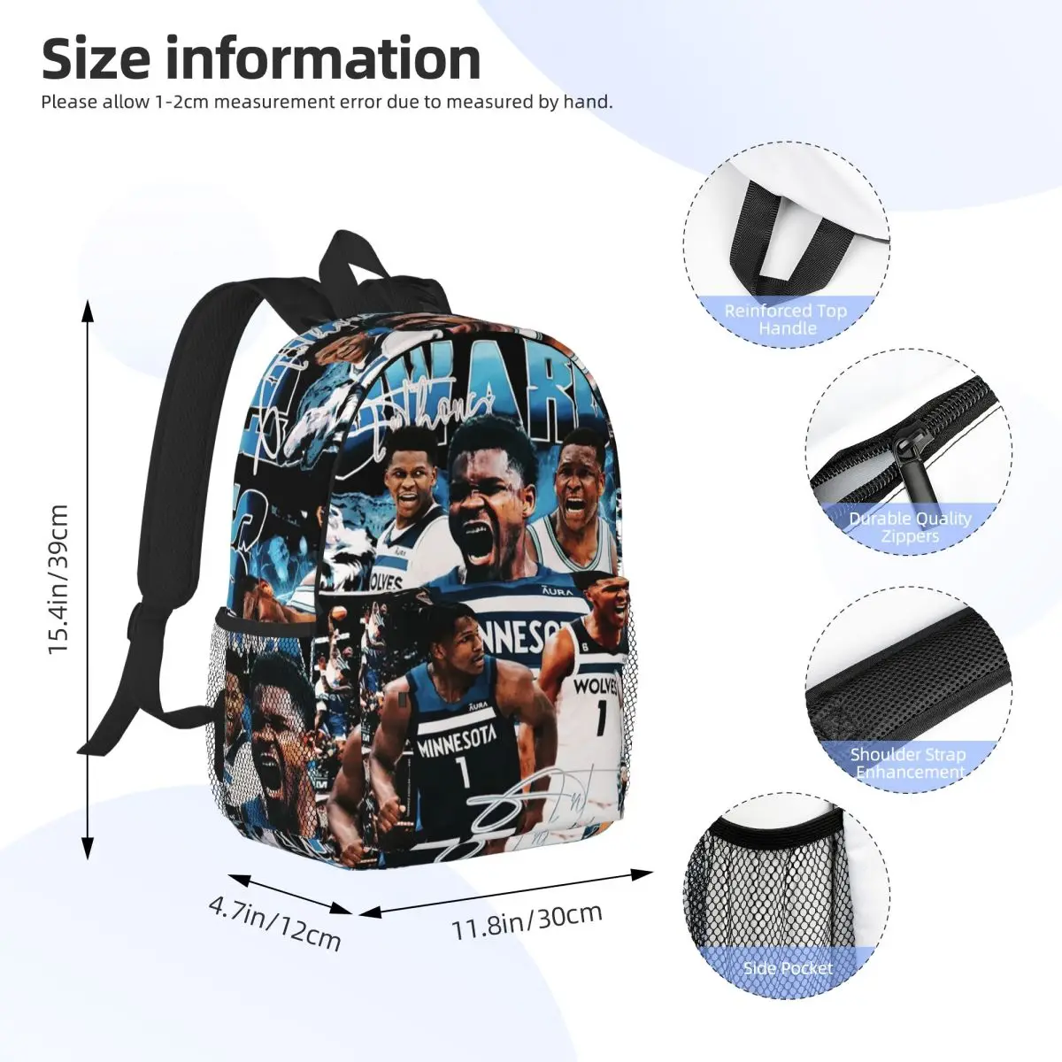 Anthony Edwards Ant Man Vintage Backpack Student BookBag Children School Bag Computer Shoulder Bags for Men Women