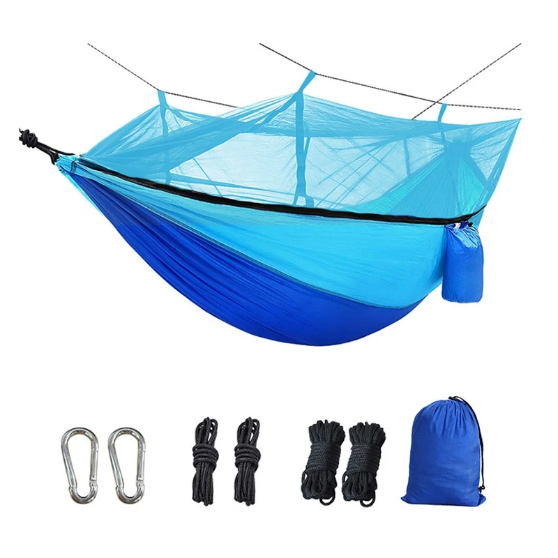 

Portable Outdoor Camping Hammock With Mosquito Net 1-2 Person Hanging Bed Parachute Fabric Sleep Swing