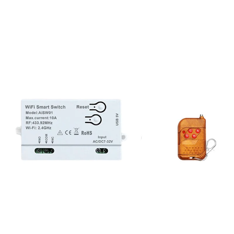 Práctico para Xiaomi Home APP Wifi interruptor inteligente temporizador DIY 7-32V control remoto inteligente + 433Mhz módulo de automatización del hogar remoto Smartlife