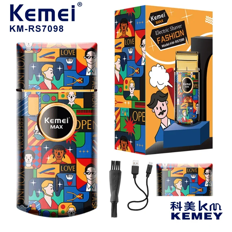

KEMEI KM-RS7098 New Youth Edition Retro Graffiti Non Washable Electric Shaving and Shaving Knife