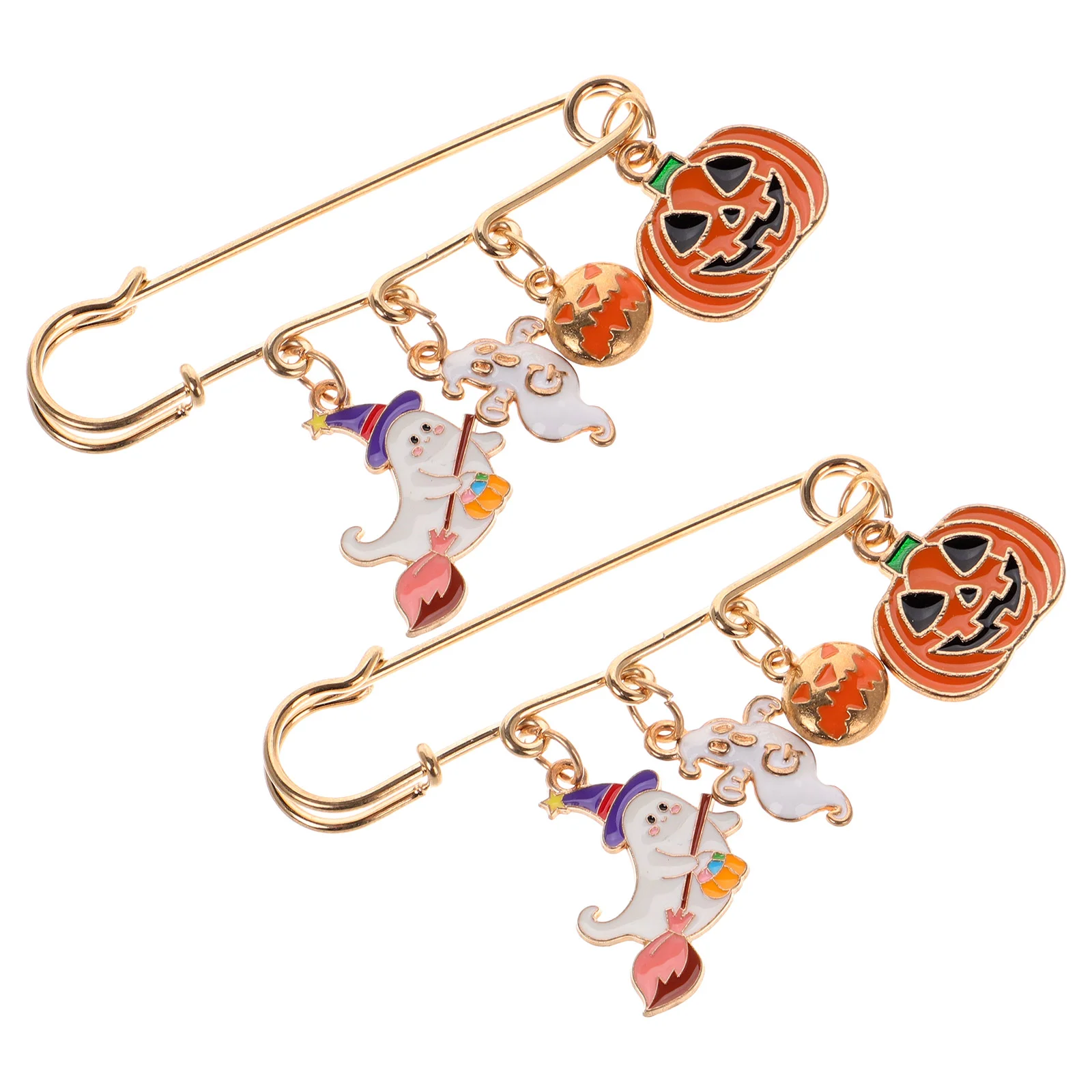 

2 Pcs Pumpkin Brooch Halloween Pins Skull Spooky Ghost Lapel Brooches Metal Vintage Adorable