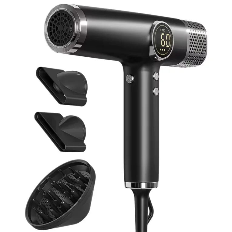 

Высокоскоростной фен Bldc с бесщеточным двигателем мощностью 110000 об/мин, 1800 Вт, с тремя магнитными насадками и двумя воздушными насадками для укладки волос