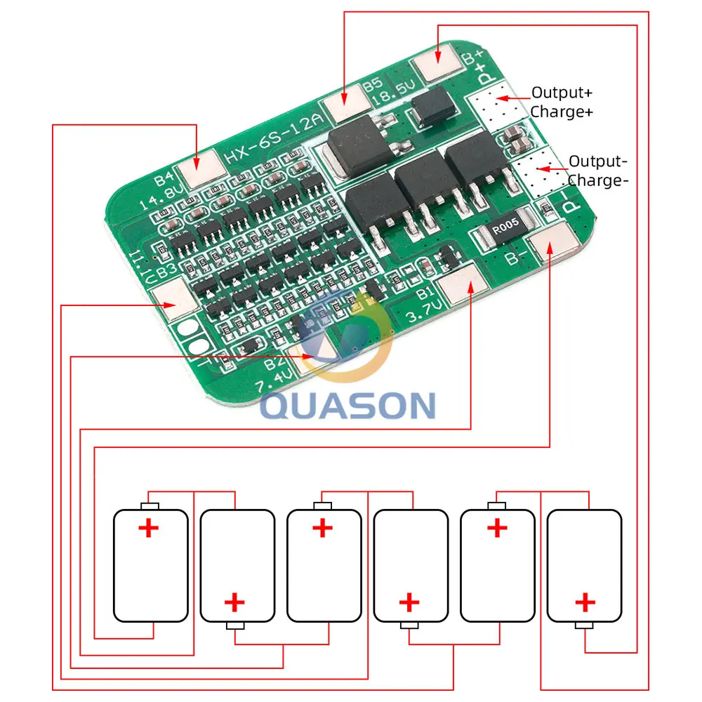 6S 12A 24V PCB BMS Protection Board For 6 Pack 18650 Li-ion Lithium Battery Cell Module New Arrival