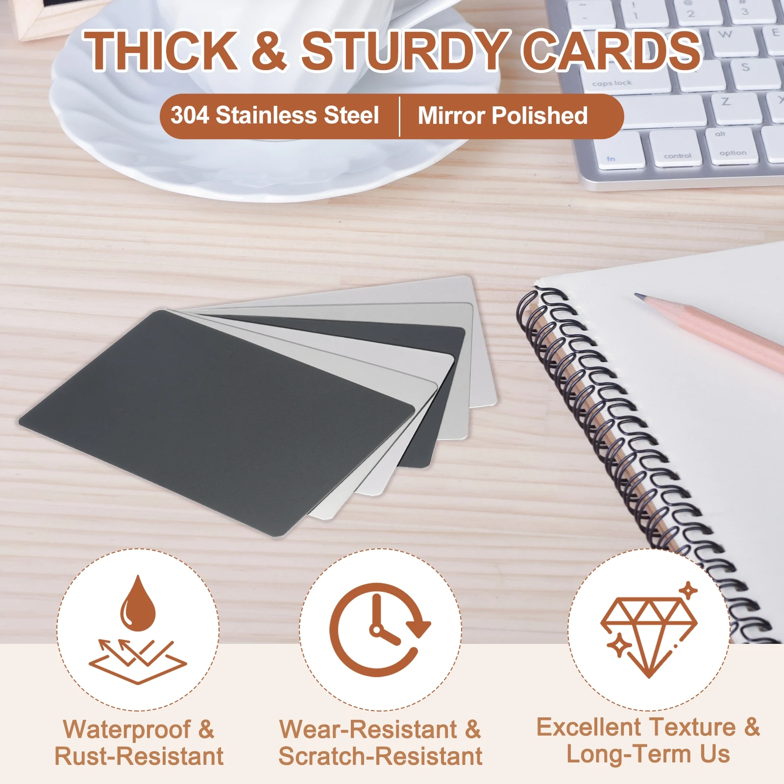 

5/10Pcs Metal Business Card 304 Stainless Steel Mirror Titanium Laser Engrave Cards Custom Blank CNC Engrave Sheet Black/White