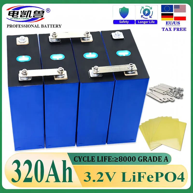 8000 Cycles 3.2V 320AH Lifepo4 Battery Brand New Rechargeable Batteries DIY 12V 24V 48V RV EV Boat Golf Cart Yacht Van Cell Pack