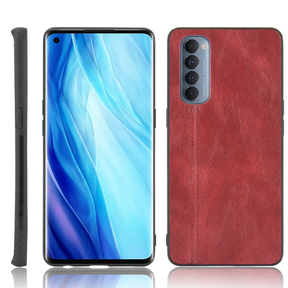 Oppo Reno4 Pro 4G Case Reno 4 PRO CPH2109 Suture Calfskin Soft Edge PU Leather Hard Phone Cover For Oppo Reno 4 Pro 4G Back Case