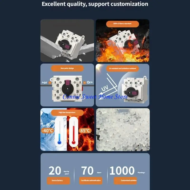 LXAF Solar-Trennschalter, Photovoltaik-Trennschalter, Drehschalter, Trennschalter für 35-mm-DIN-Schiene, einfach zu installieren – Detail 9