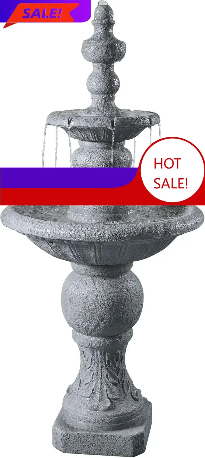 

Бестселлер 52.56 дюймов Уличный двухуровневый фонтан с реалистичной текстурой ледяного камня