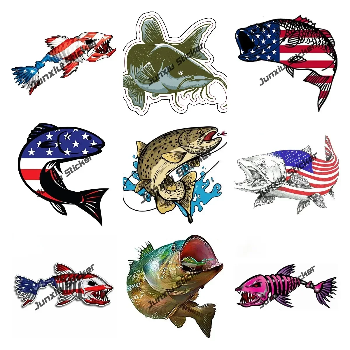 

Funny Fishing Carp Killer Sticker Fish Skeleton Decal Cover Decor Waterproof Outdoor Stickers for Cars Laptop Windows Truck SUV