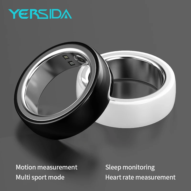 YERSIDA R08M Health Smart Ring Nano Ceramic Stainless Steel Rings Heart Rate Blood Oxygen Sleep Emotion Monitor Sport Waterproof