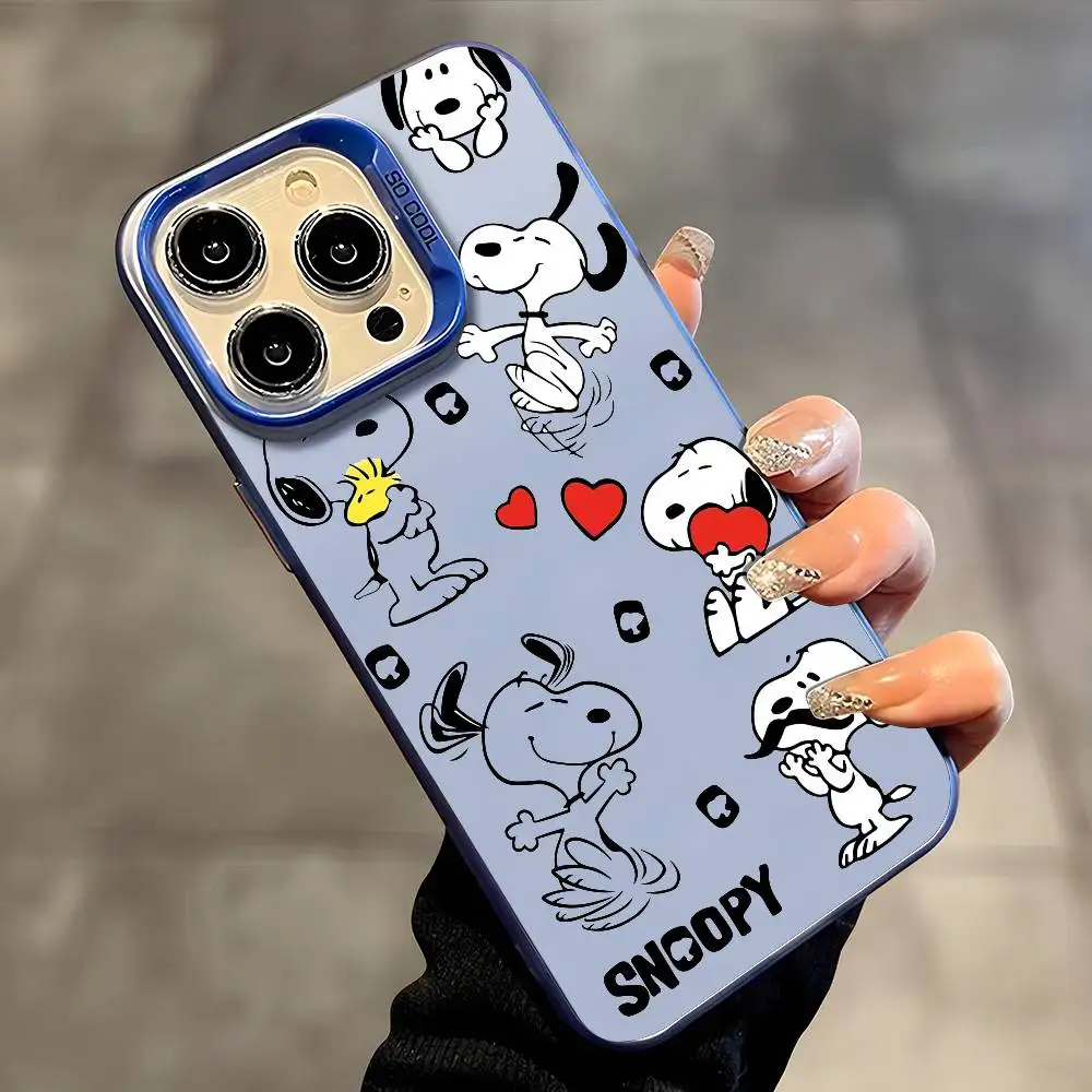 أنيمي S_Snoopy لطيف الكلب قضية الهاتف آيفون 17 16 15 14 13 12 برو ماكس زائد الملونة التدرج لينة غطاء خلفي من البولي يوريثان