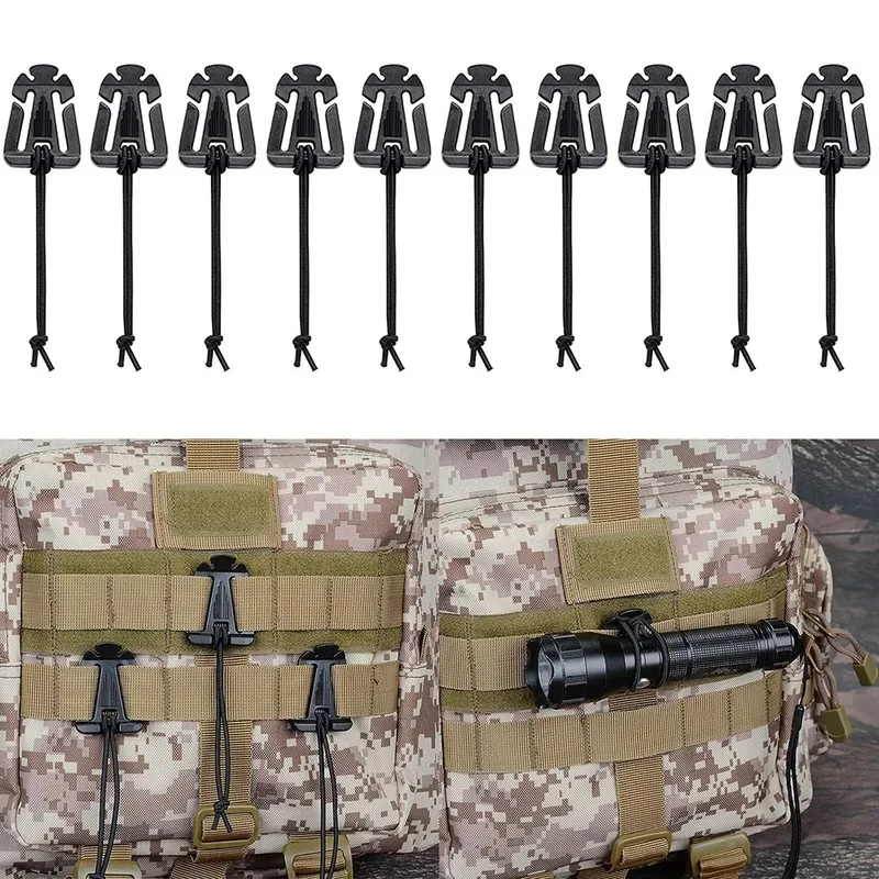 5-15pcs Tactical Gear Clip Molle Web Dominators for Backpack Straps Management Buckle Carabiner Clips Tube Strap Attachments