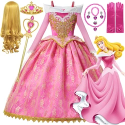 Disney Girls Sleeping Beauty Dresses Aurora Cosplay Costumes Briar Rose Princess Dress Girls Birthday Party Clothings 2-12Years