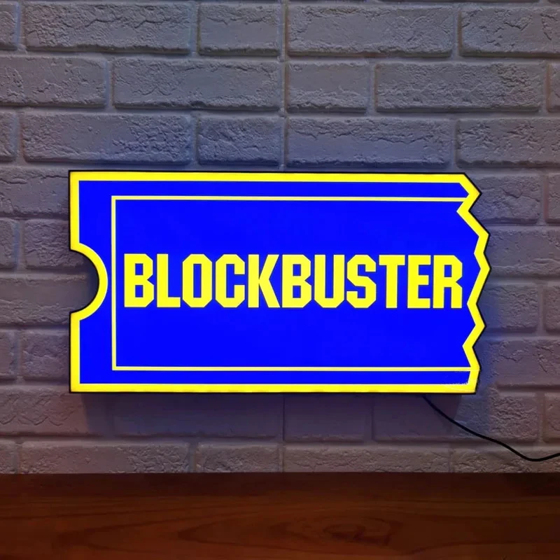 Blockbuster Game Logo LED Lightbox Sign Playroom Ambient Light Games Club Wall Decor 3D Print Nightlight Gamer Personalized Gift