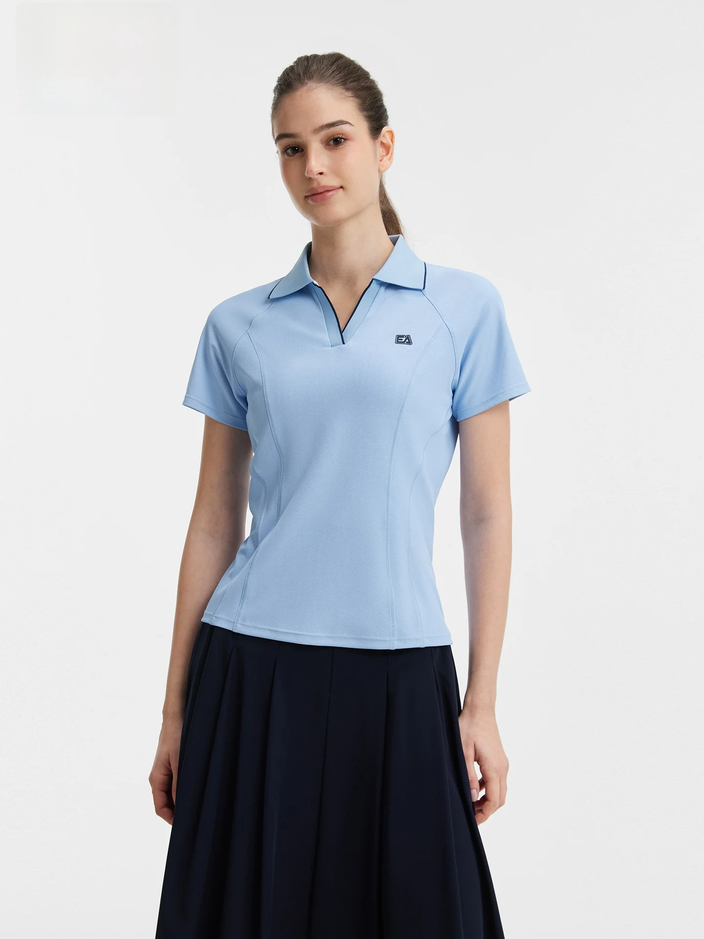 Camiseta Deportiva de Golf ELLE Active para Mujer, Corte Ajustado, Cuello en V, Secado Rápido, Mezcla de Poliéster y Spandex, Ropa Casual