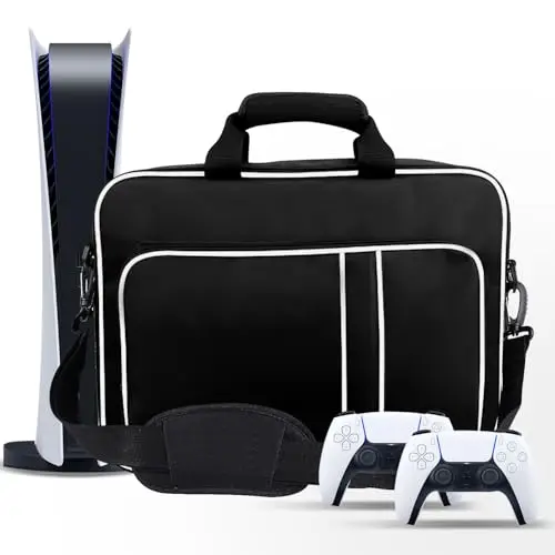 Capa de Proteção para Viagem Compatível com PS5, Bolsa Protetora Portátil para Consoles CD/Digitais, Controladores, Cartões de Jogo, Headsets de Jogos