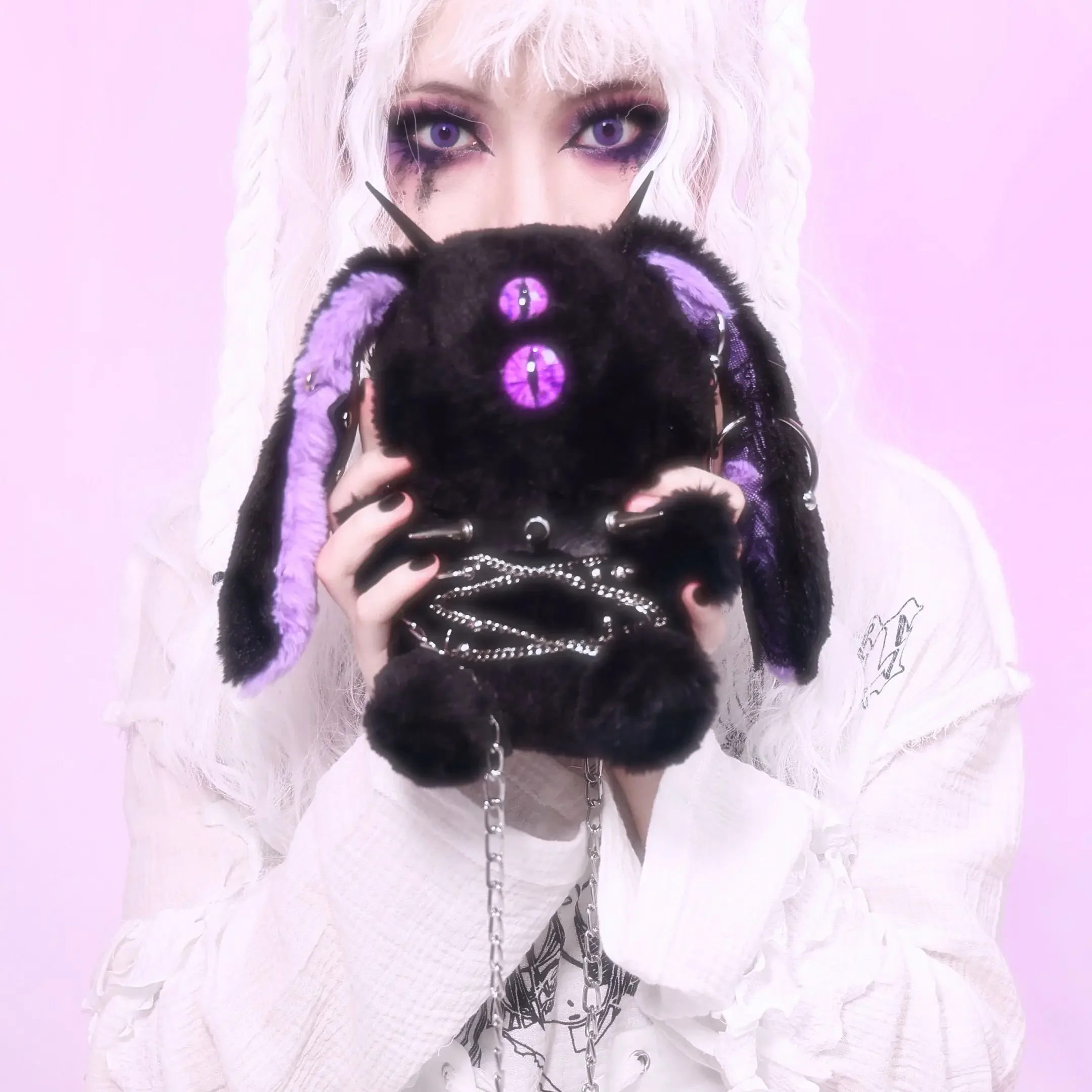 Blood Supply Original Halloween Limit! Devil Rabbit One Eye Doll Gothic Dark Plush Rabbit Bag